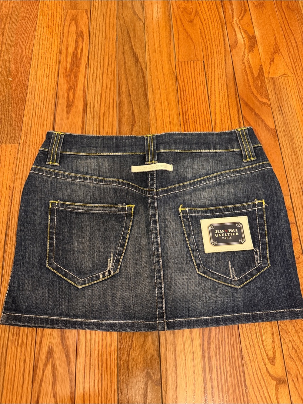 Jean Paul Gaultier vintage Jean Blue Denim Y2K Mini Micro Skirt Rave Grunge Punk